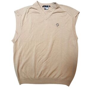 Tiger Woods Mens V Neck Sleeveless Sweater Vest Tan XL Golf Casual